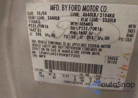 2005 Ford Escape Xlt из США, поврежденный, VIN 1FMYU93195KB77203